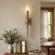 Hammered Torch Alabaster Wall Light
