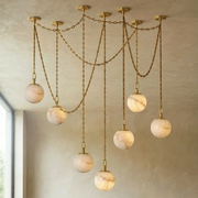 Alabaster Spherical Chain Chandelier