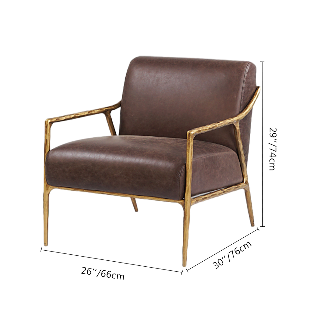 Axton Forge Brown Leather Accent Chair for Living Room
