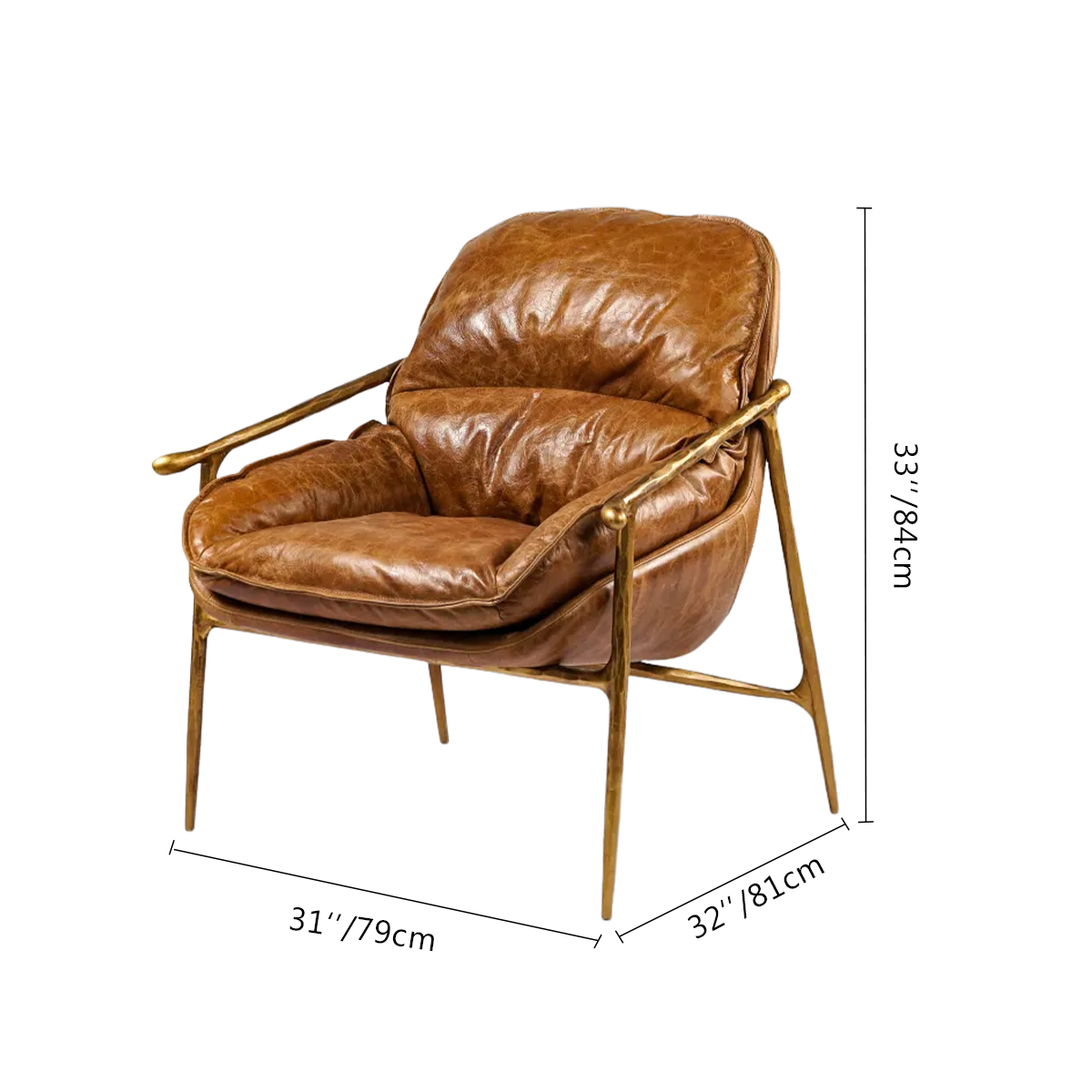 Axton Forge Brown Leather Accent Chairs For Living Reading Room