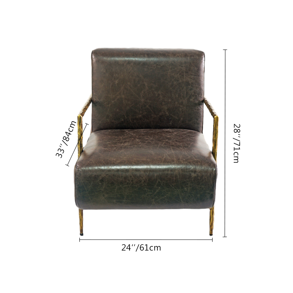 Axton Forge Genuine Brown Leather Accent Chair For Living Room
