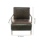 Axton Forge Genuine Brown Leather Accent Chair For Living Room