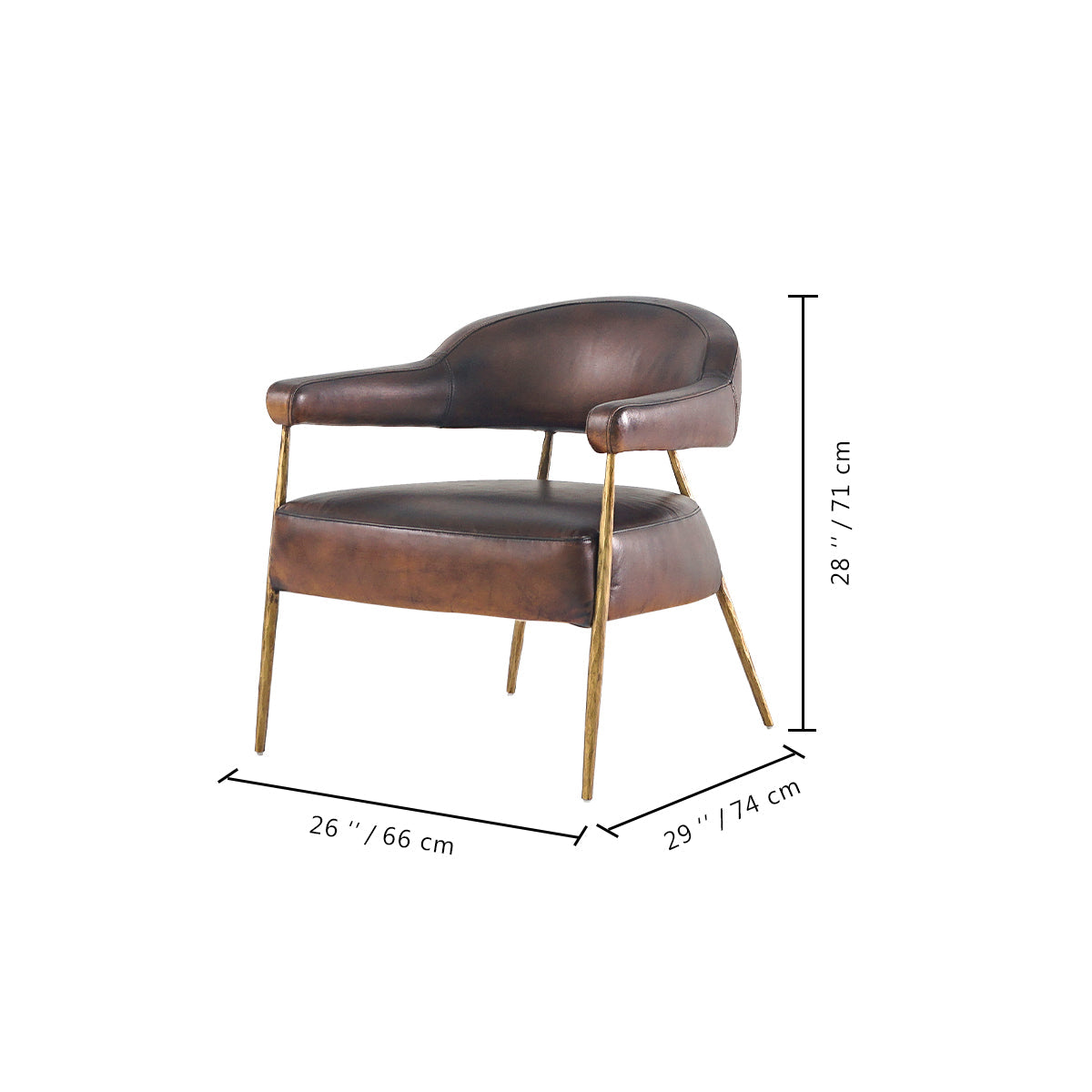 Axton Forge Brown Leather Lounge Armchair for Living Room