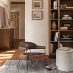 Axton Forge Brown Leather Lounge Armchair for Living Room