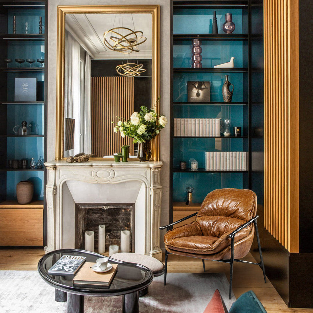 Axton Forge Brown Leather Accent Chairs For Living Reading Room