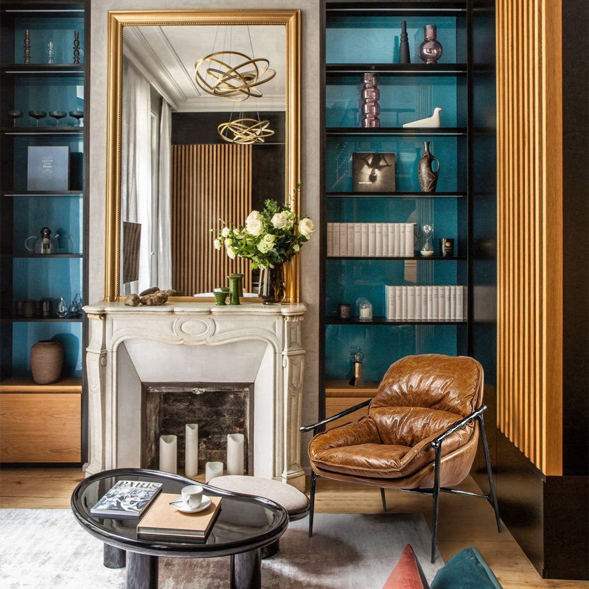 Axton Forge Brown Leather Accent Chairs For Living Reading Room