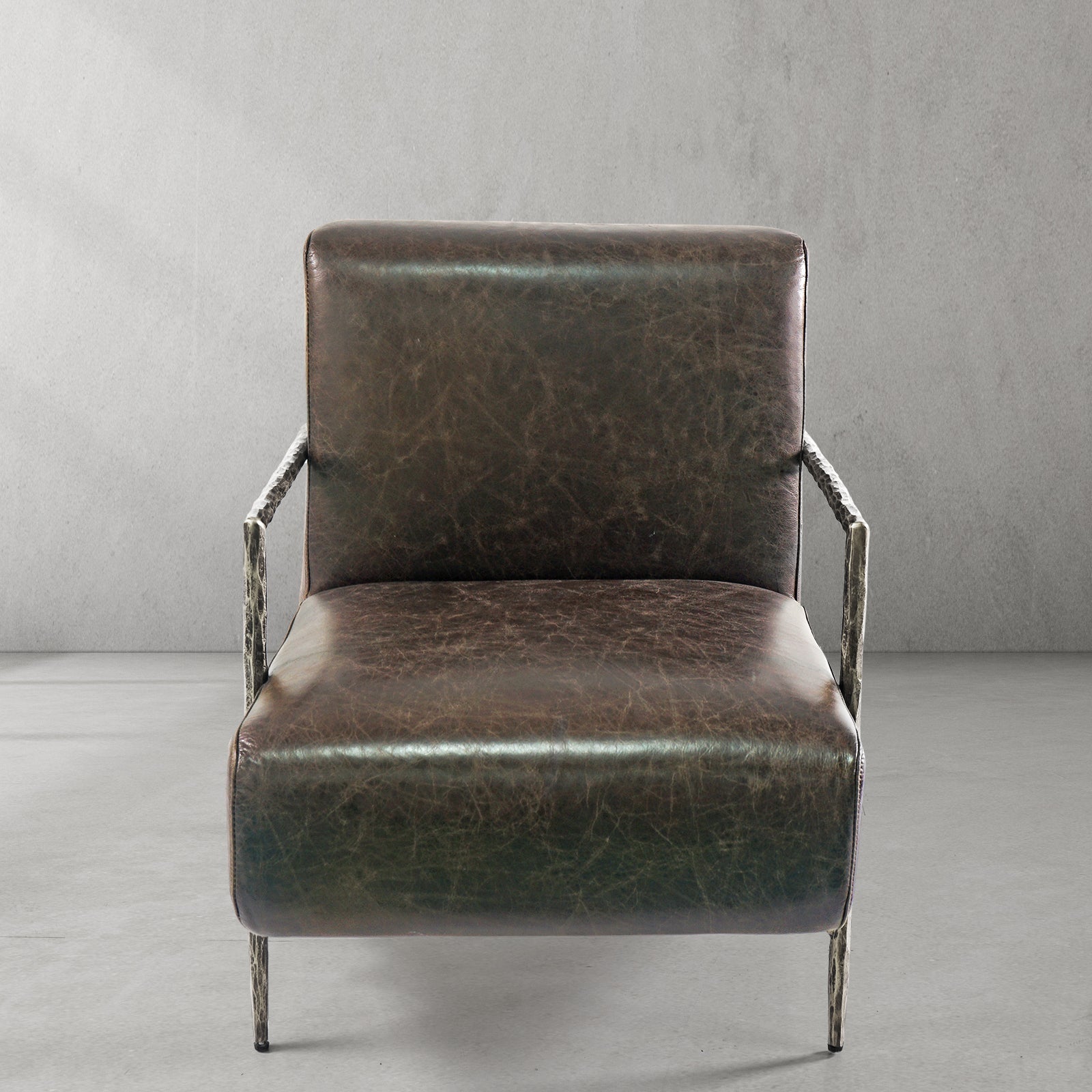 Axton Forge Genuine Brown Leather Accent Chair For Living Room