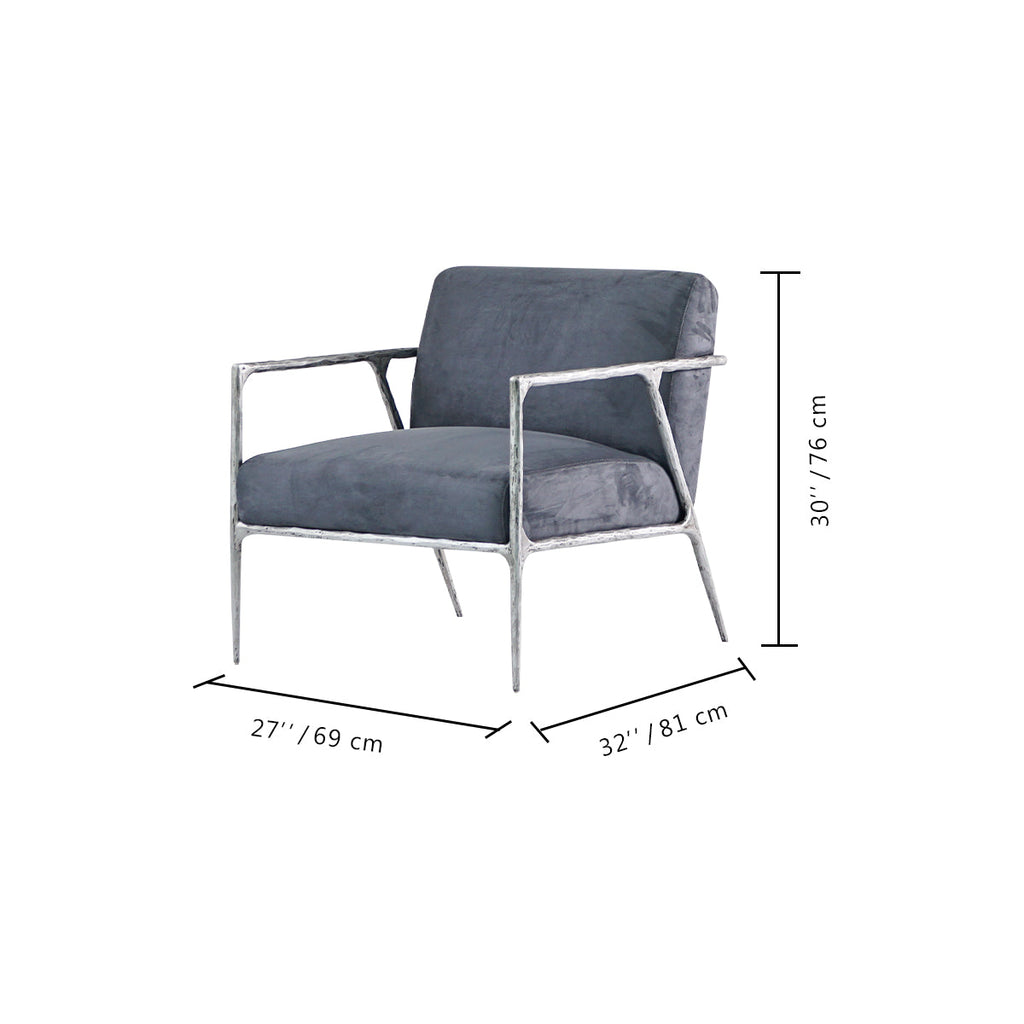 Axton Forge Retro Silver Iron Frame Armchair For Living Room