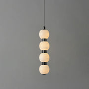 Linear Orbique Alabaster Bead Pendant Light