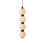 Linear Orbique Alabaster Bead Pendant Light
