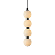 Linear Orbique Alabaster Bead Pendant Light