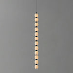 Linear Orbique Alabaster Bead Pendant Light