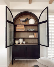 Haven Glass-Door Oak Cabinet  36“W 46”W