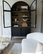 Haven Glass-Door Oak Cabinet  36“W 46”W