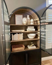 Haven Glass-Door Oak Cabinet  36“W 46”W