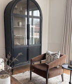 Haven Glass-Door Oak Cabinet  36“W 46”W