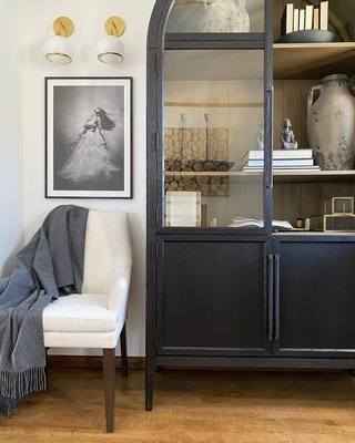 Haven Glass-Door Oak Cabinet  36“W 46”W