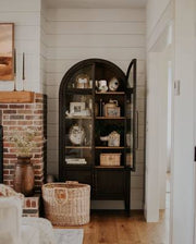 Haven Glass-Door Oak Cabinet  36“W 46”W