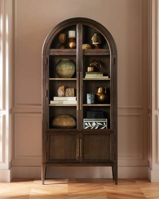 Haven Glass-Door Oak Cabinet  36“W 46”W