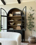 Haven Glass-Door Oak Cabinet  36“W 46”W