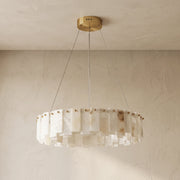 Modern Alabaster Celestial Round Chandelier