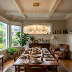 Modern Alabaster Celestial Round Chandelier
