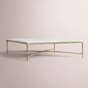 Caloria Thaddeus Marble Square Coffee Table — CARRARA MARBLE-BRASS / 52