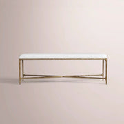 Caloria Fabric End-of-Bed Bench — FORGED BRASS / 48
