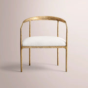 Caloria Curved Chair — FORGED BRASS / WHITE LINEN
