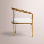 Caloria Curved Chair — FORGED BRASS / WHITE LINEN