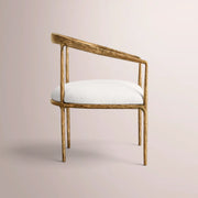 Caloria Curved Chair — FORGED BRASS / WHITE LINEN