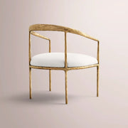 Caloria Curved Chair — FORGED BRASS / WHITE LINEN