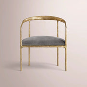 Caloria Curved Chair — FORGED BRASS / GRAPHITE VELVET