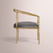 Caloria Curved Chair — FORGED BRASS / GRAPHITE VELVET