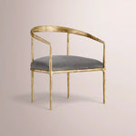 Caloria Curved Chair — FORGED BRASS / GRAPHITE VELVET