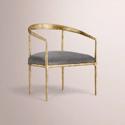 Caloria Curved Chair — FORGED BRASS / GRAPHITE VELVET