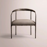 Caloria Curved Chair — FORGED BRONZE / MOCHACCINO LINEN