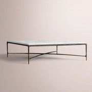 Caloria Thaddeus Marble Square Coffee Table — CARRARA MARBLE-BRONZE / 52