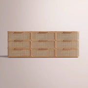 Trevia 9-Drawer Dresser — NATURAL OAK / CANE