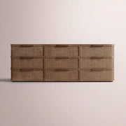 Trevia 9-Drawer Dresser — BROWN OAK / CANE