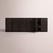 Liromelle Media Console — BLACK OAK / 6 DOOR 96