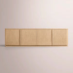 Liromelle Low Media Console — LIGHT OAK / 4-DOOR 84