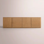 Liromelle Low Media Console — NATURAL OAK / 4-DOOR 84