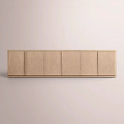 Liromelle Low Media Console — LIGHT OAK / 6-DOOR 96