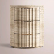 Sopravelle Reeded Stone Closed Nightstand — ITALIAN CLASSICO TRAVERTINE