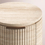 Sopravelle Reeded Stone Closed Nightstand — ITALIAN CLASSICO TRAVERTINE