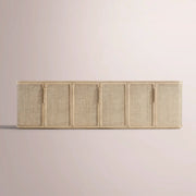 Trevia Media Console — GREIGE OAK / CANE / 96