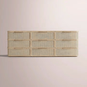Trevia 9-Drawer Dresser — GREIGE OAK / CANE