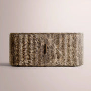 Sopravelle Reeded Stone Media Console — BROWN EMPERADOR MARBLE / 60