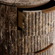 Sopravelle Reeded Stone Closed Nightstand — BROWN EMPERADOR MARBLE